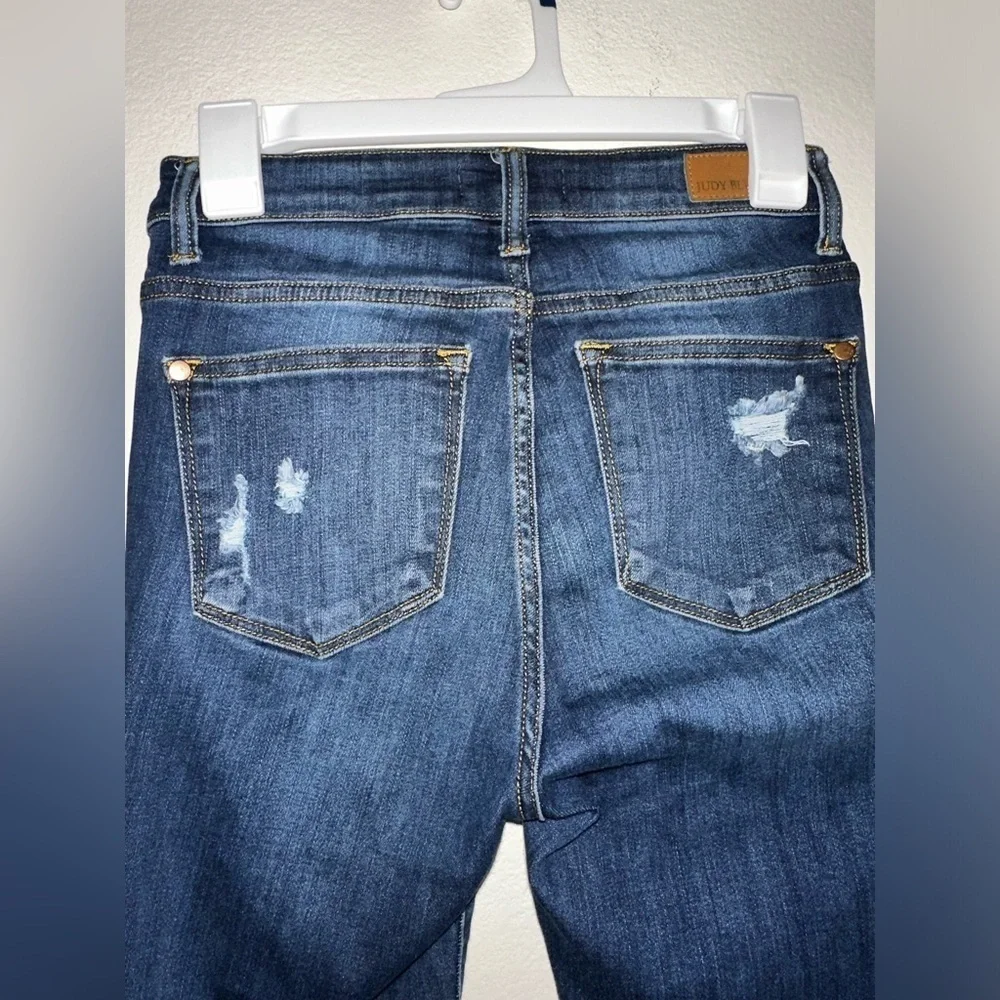 Judy Blue women’s distress high waist button fly skinny fit denim jeans 3 26